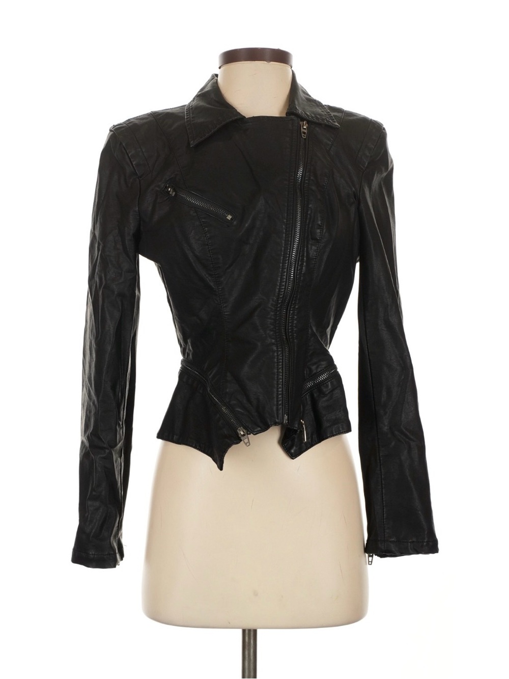 Blank NYC Black Asymmetric Zip Faux Leather Jacket